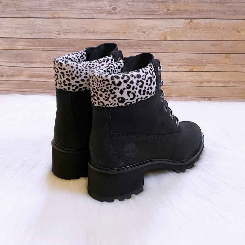 Timberland Kinsley 6 Inch Waterproof Boots In Black Snow Leopard - Picture 2 of 8